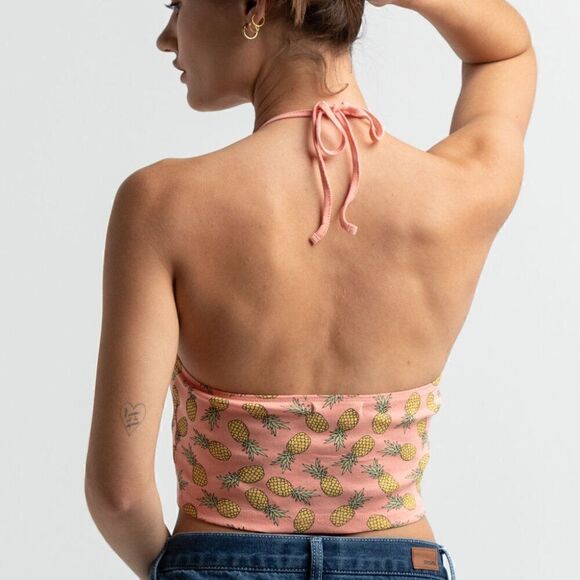 FULL TILT Peach Pineapple Halter Top. Size Medium. NWOT - Picture 2 of 8